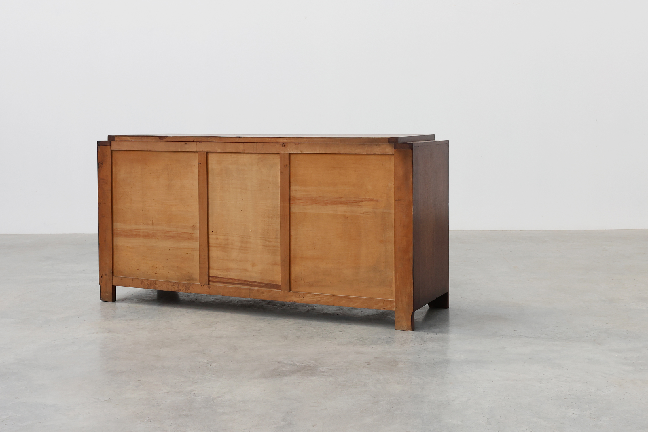 Art Deco carved geometric sideboard by Charles Dudouyt in oak, France ca. 1940thumbnail